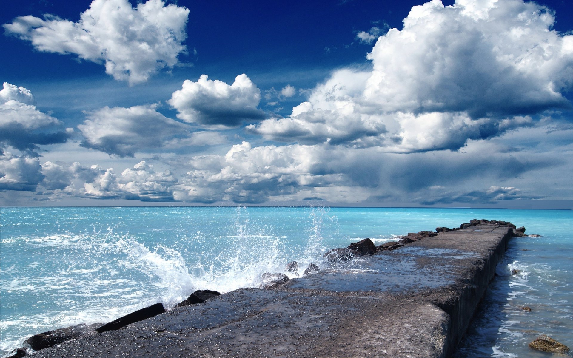 paysage pont océan mer beauté ciel nuages éclaboussures d eau