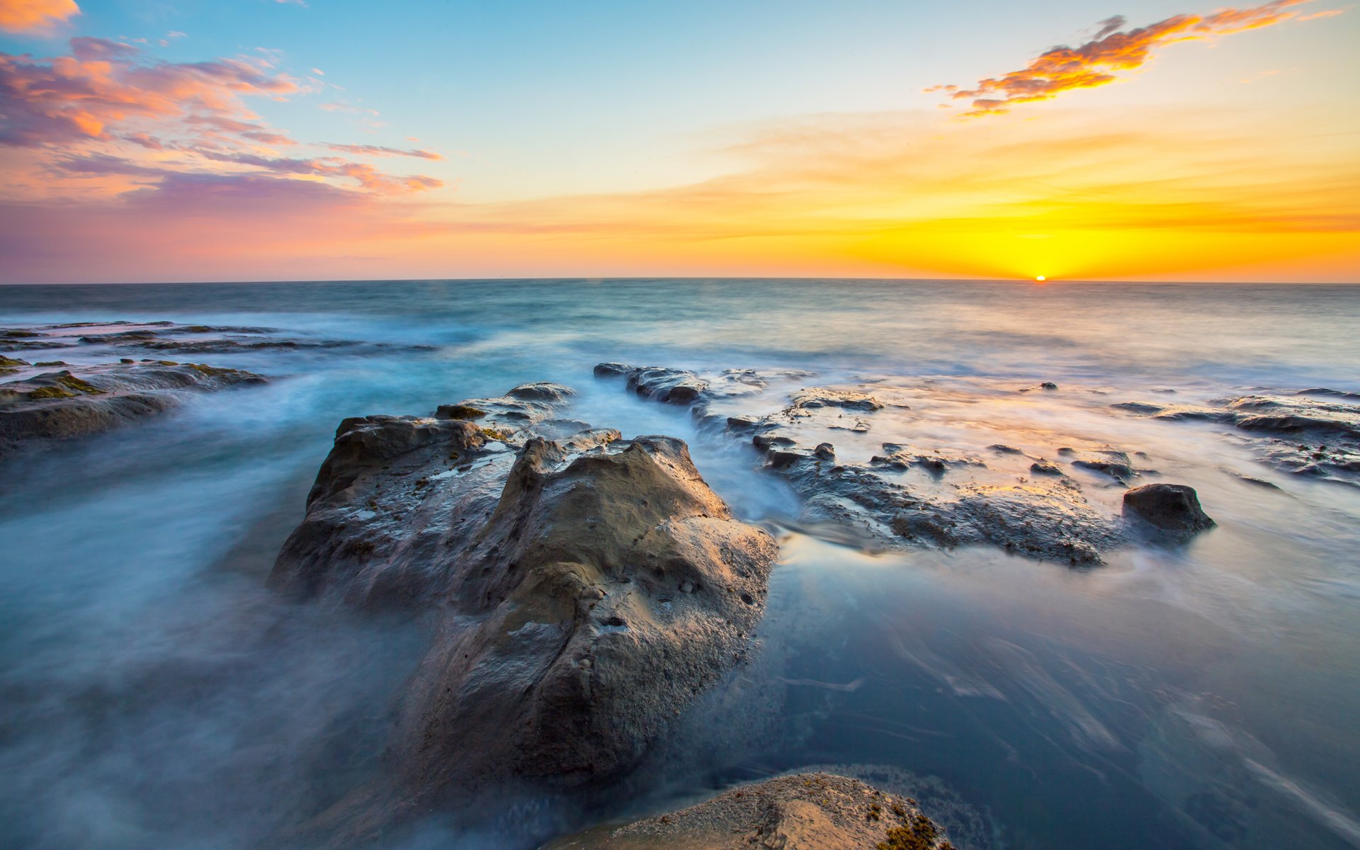 zachód słońca skały ocean oregon natura krajobraz