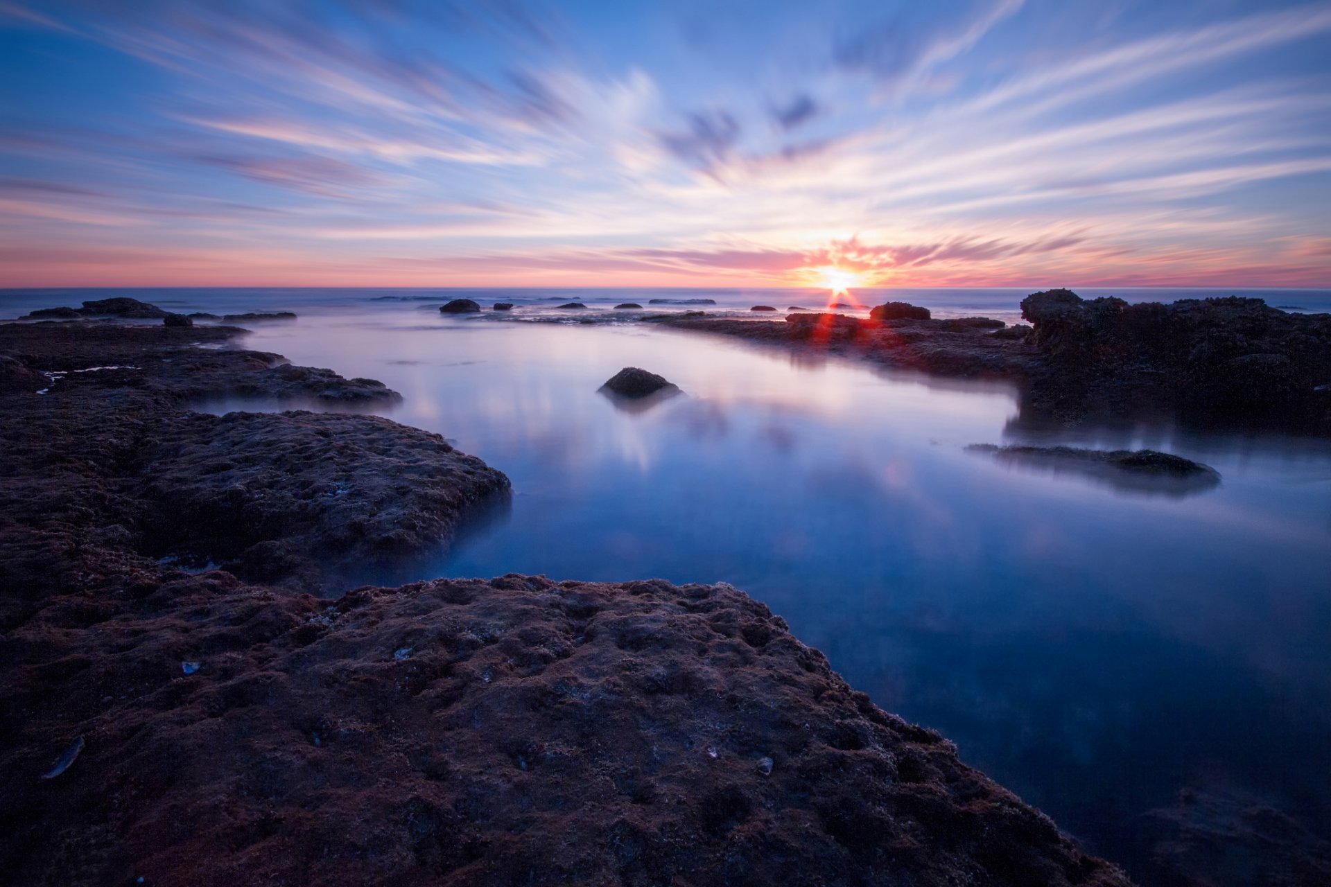 meer strand steine horizont sonne sonnenaufgang