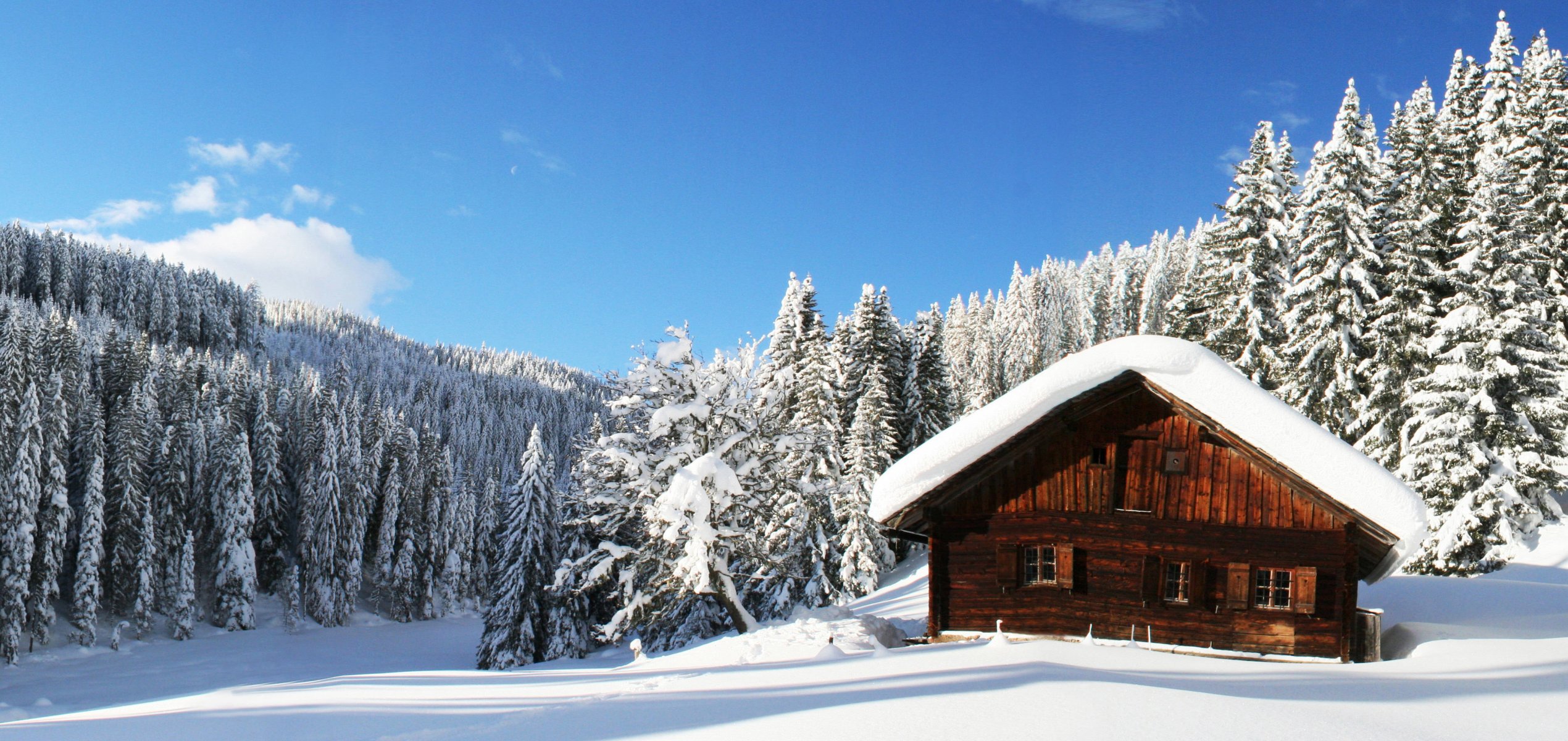 natur wald winter schnee winter panorama hütte himmel wolken entspannung winter widescreen vollbild widescreen hd hintergrundbilder