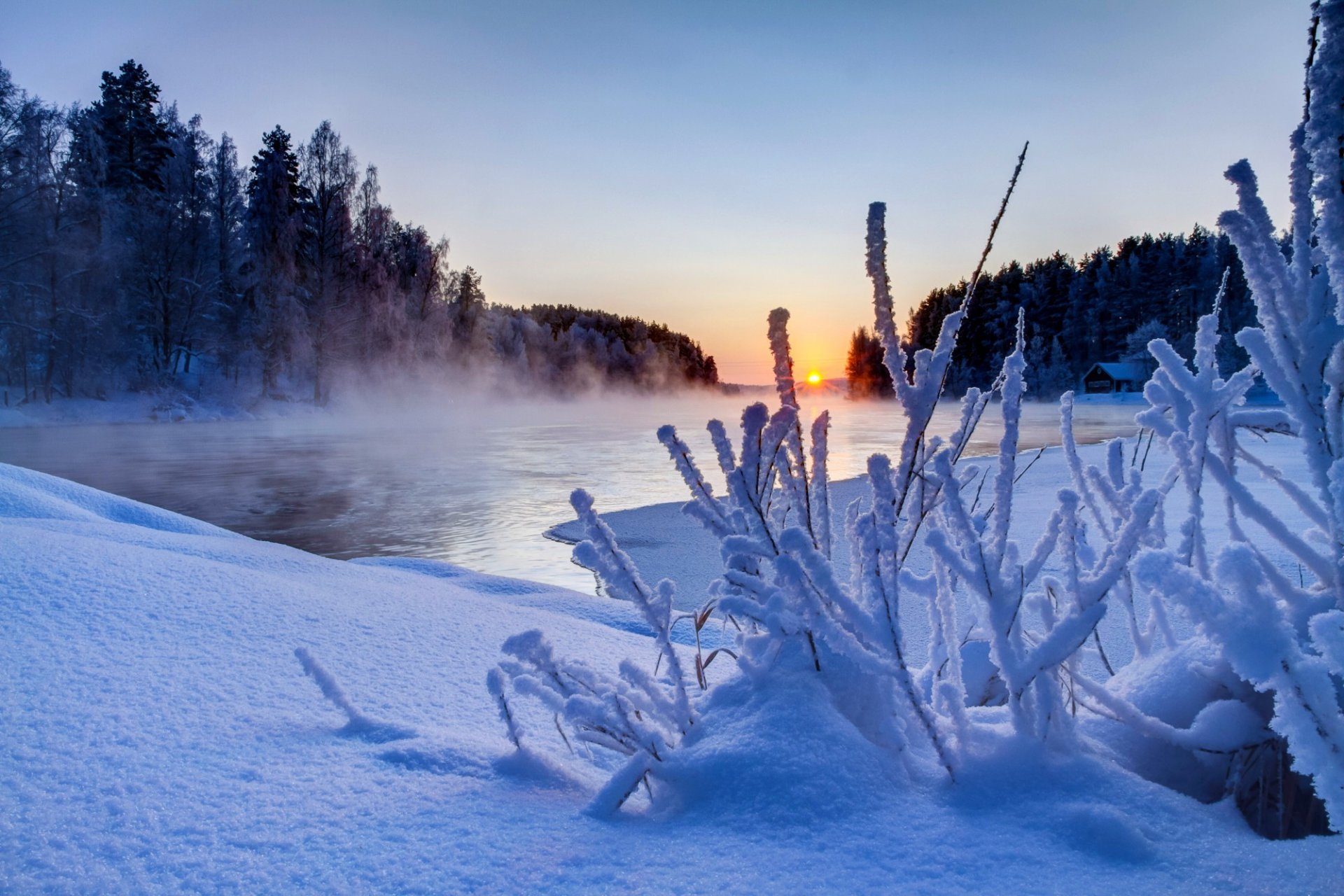 nature hiver coucher de soleil neige rivière ciel nuages blanc paysage hiver soleil blanc sensa nice