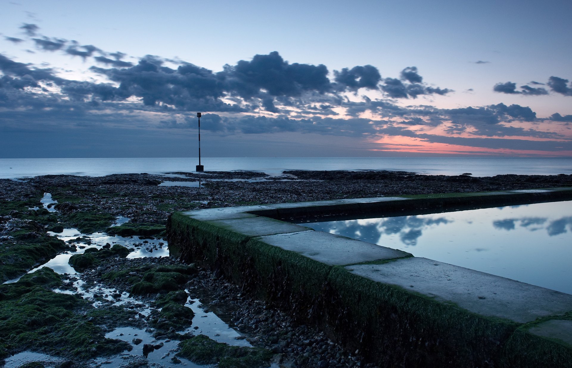 meer ozean pool küste küste abend sonnenuntergang horizont blau himmel wolken