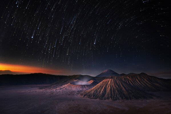 Starfall over volcanoes