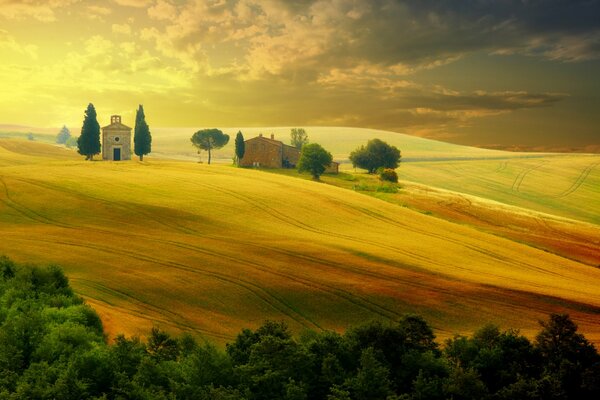 Landscape of the countryside in Tuscany Italy