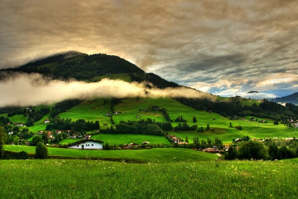 Montagna e campo molto belli