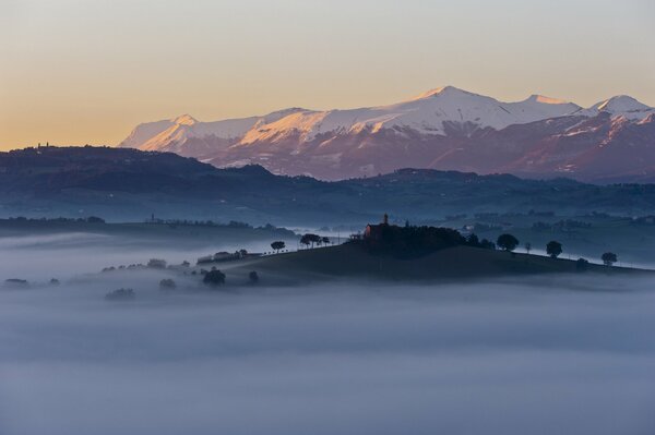 Hills in the mountains in the morning