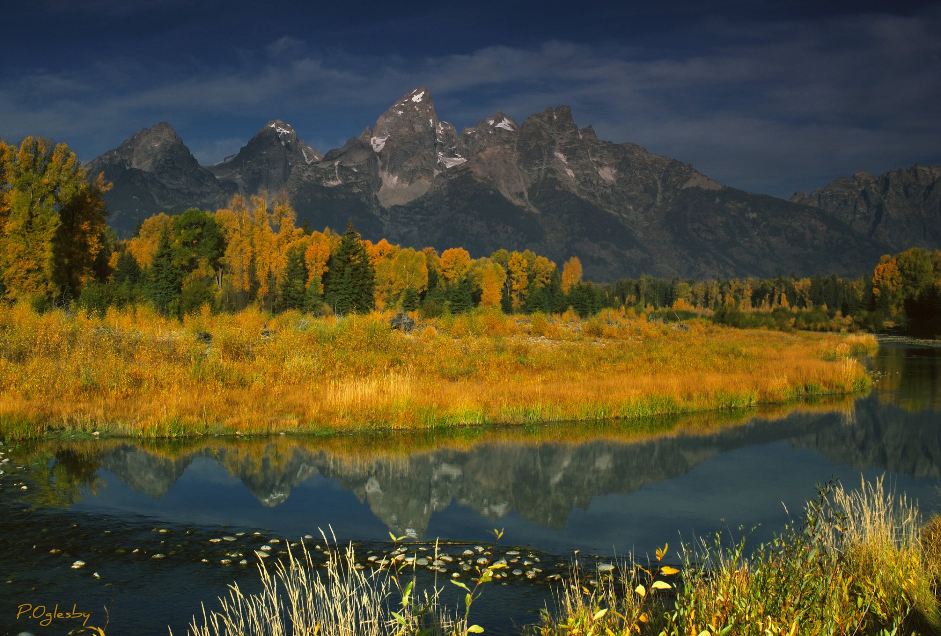 teton park narodowy usa góry jesień rzeka