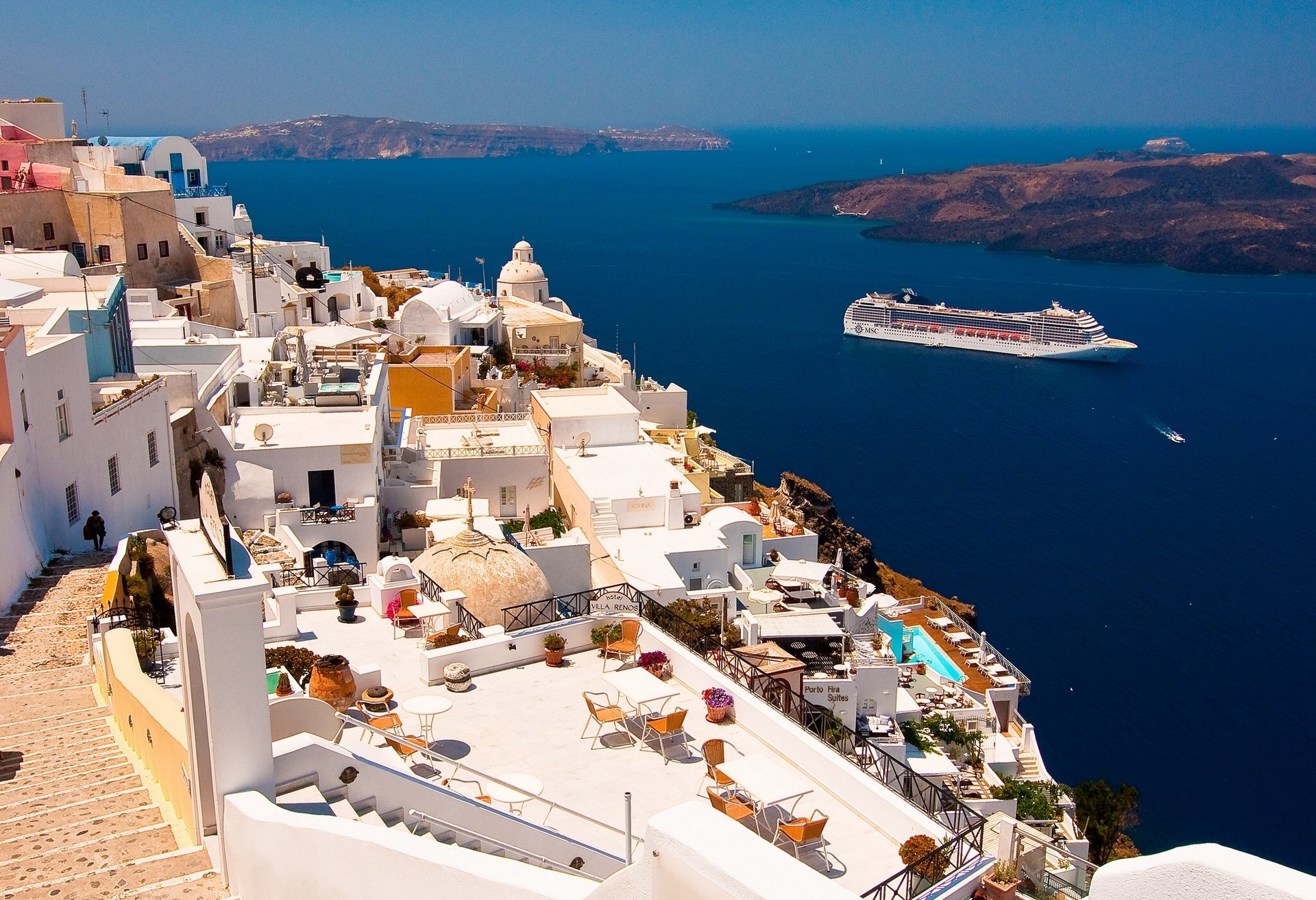 oia santorini grecia mar egeo transatlantico