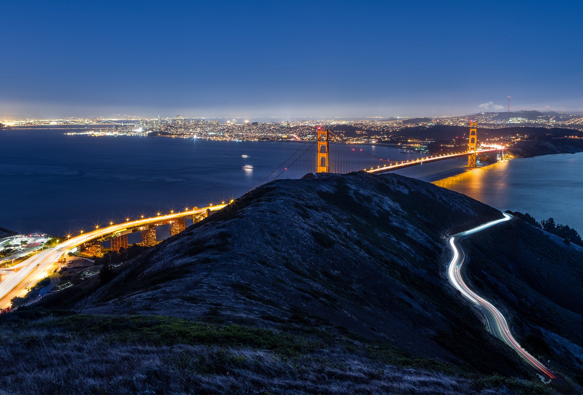 san francisco california estados unidos puente golden gate golden gate noche puente vista