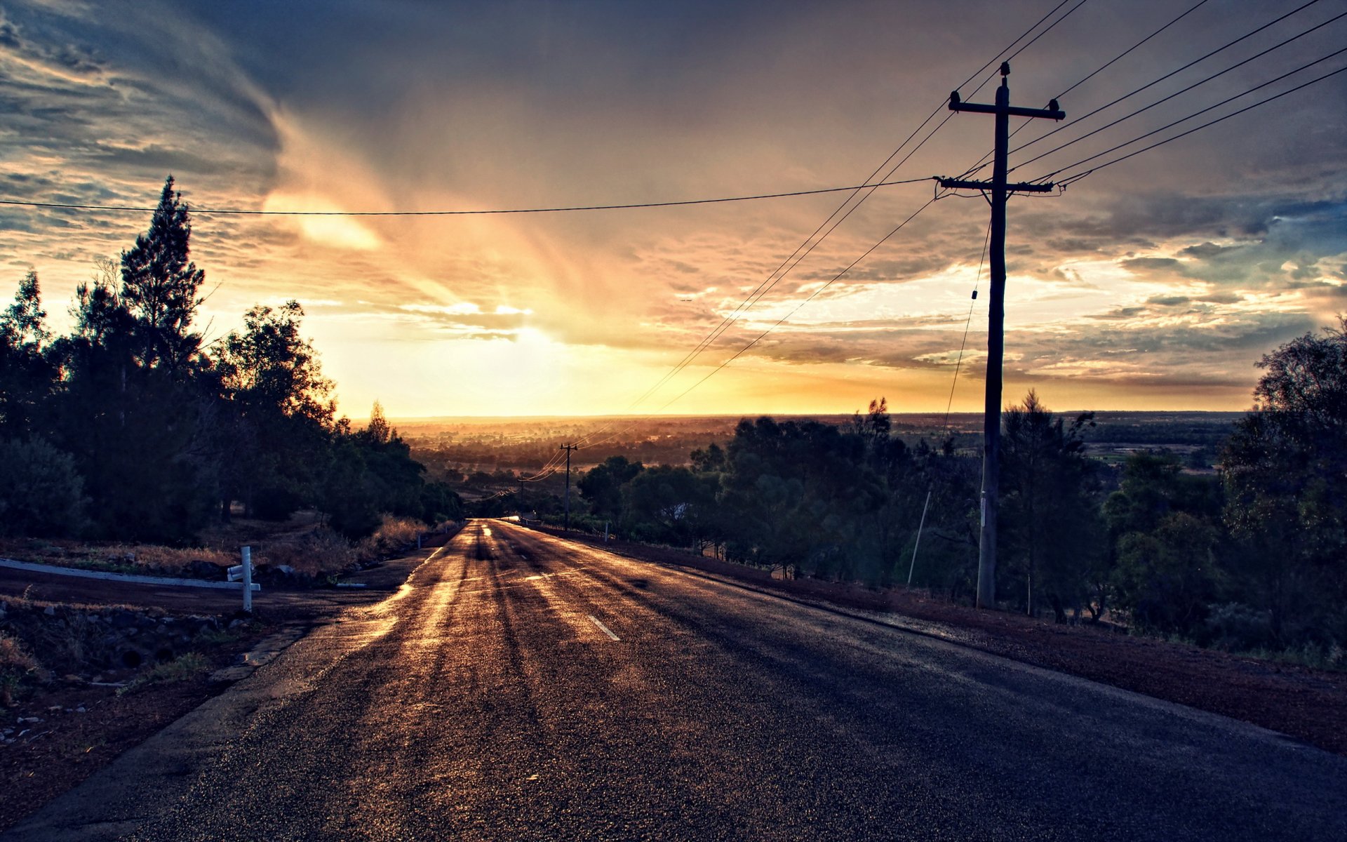 unset road landscape