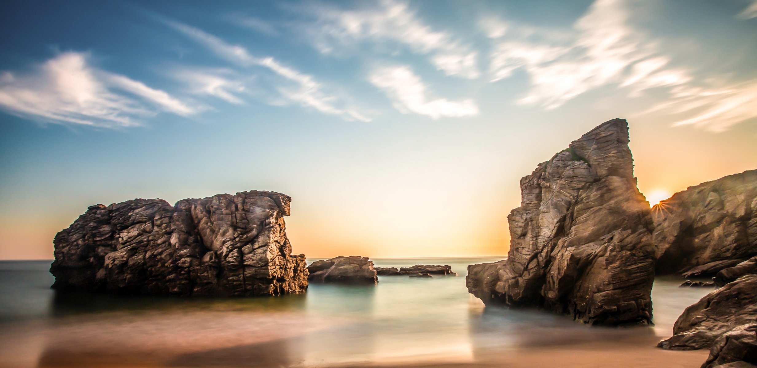 meer küste felsen sonne sonnenaufgang morgen himmel wolken