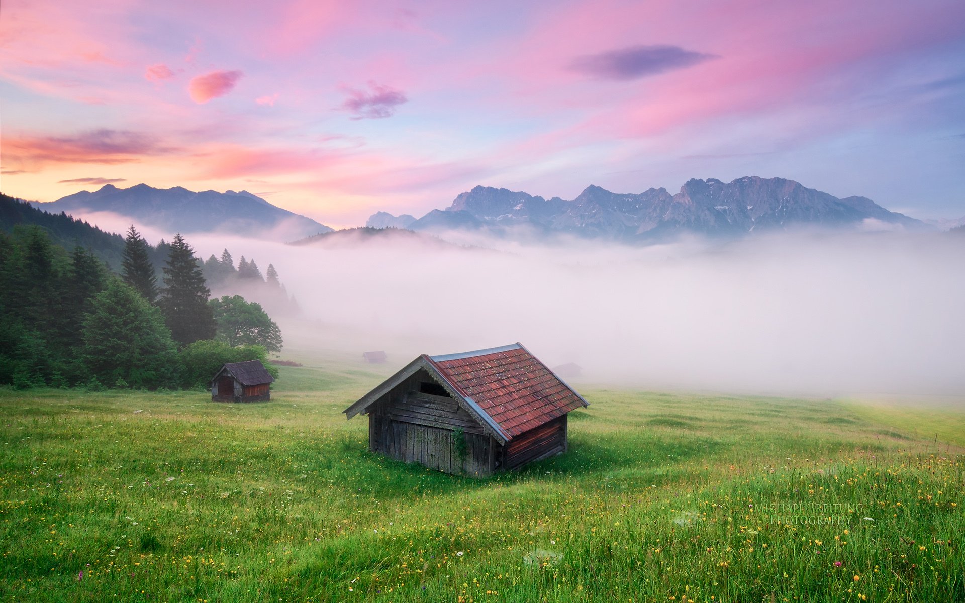 michael breite deutschland bovaria alpen nebel abend häuser