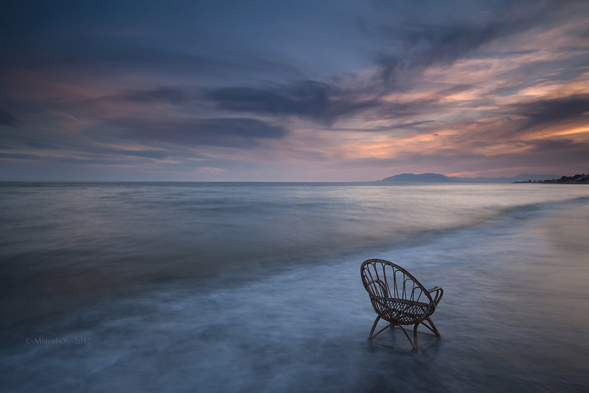 españa mar costa costa silla calma tarde puesta de sol cielo nubes