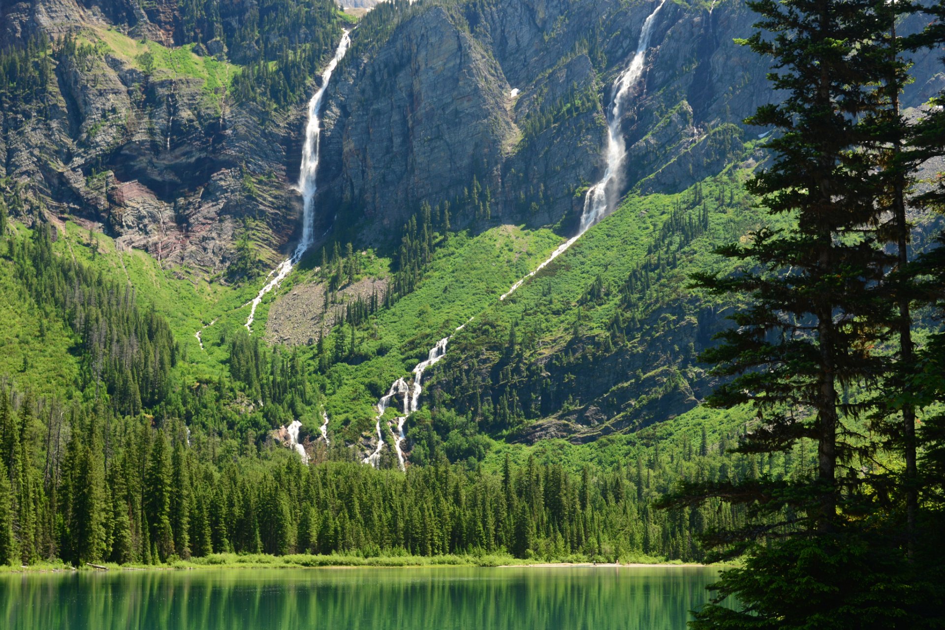 avalanche lake glacier national park montana glacier lake mountain waterfall