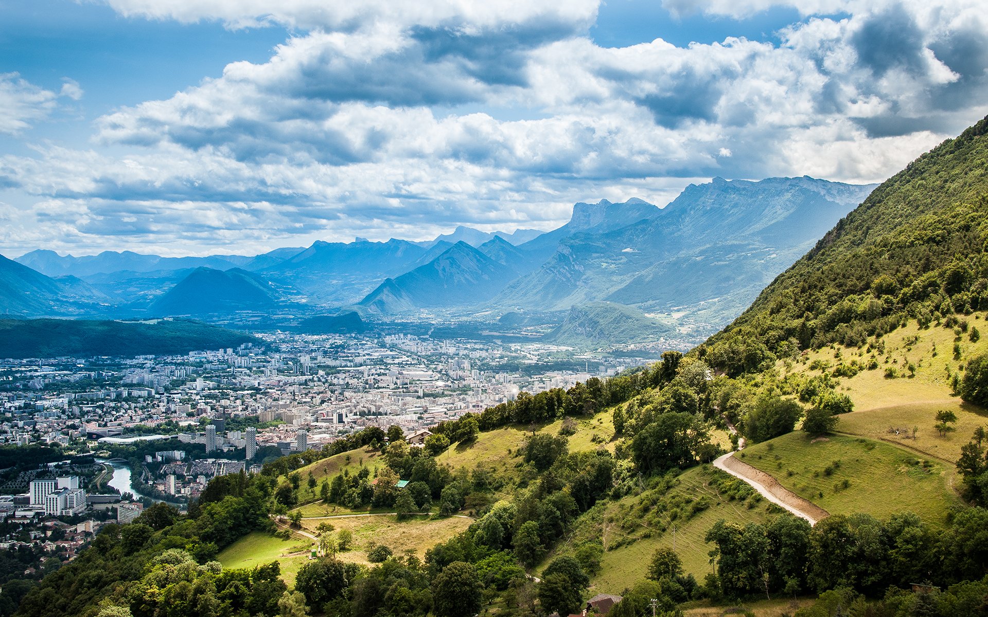 france city mountains lyon clouds nature