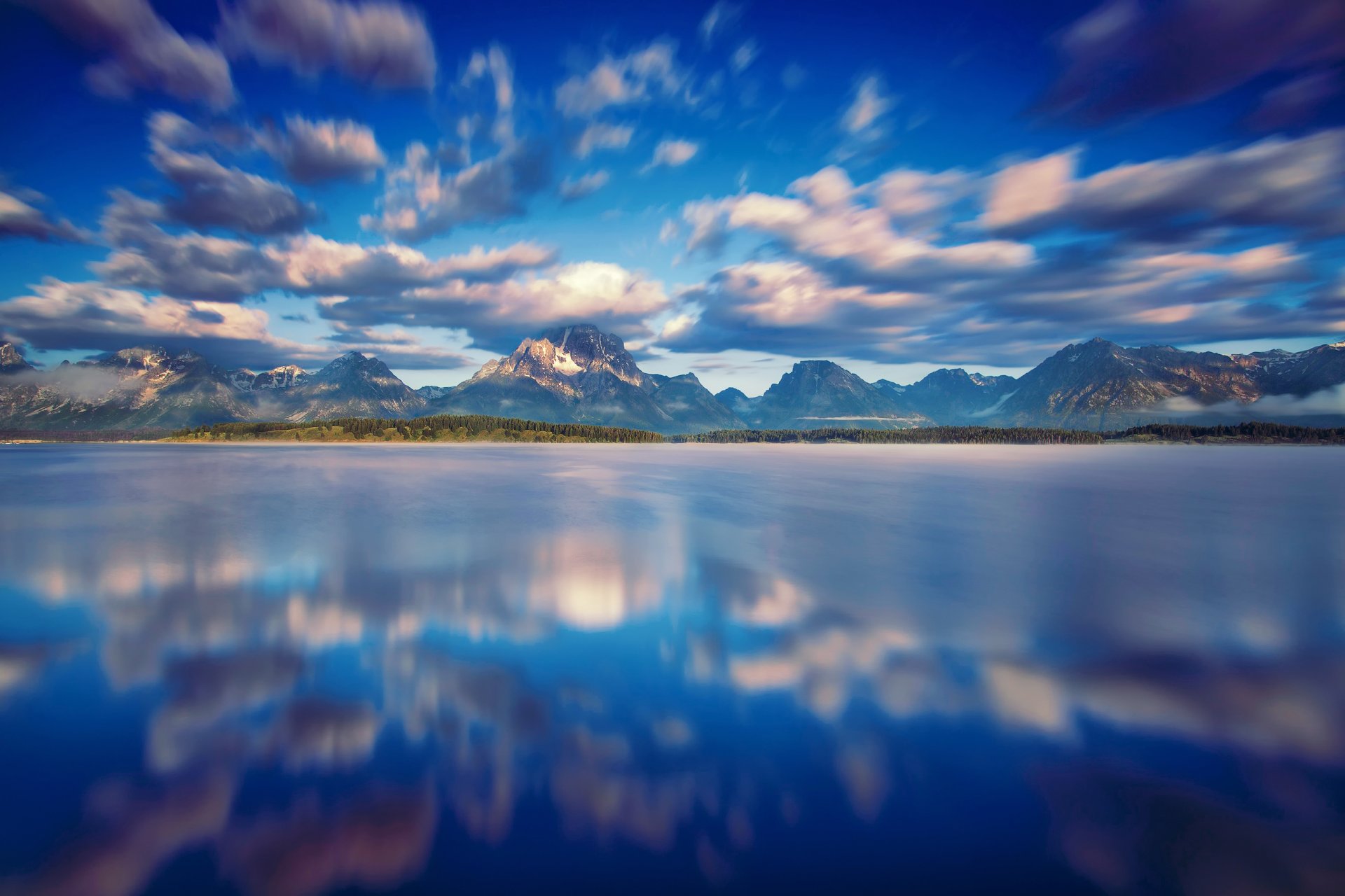 estados unidos wyoming parque nacional grand teton lago jackson nubes montañas cielo agua reflejos