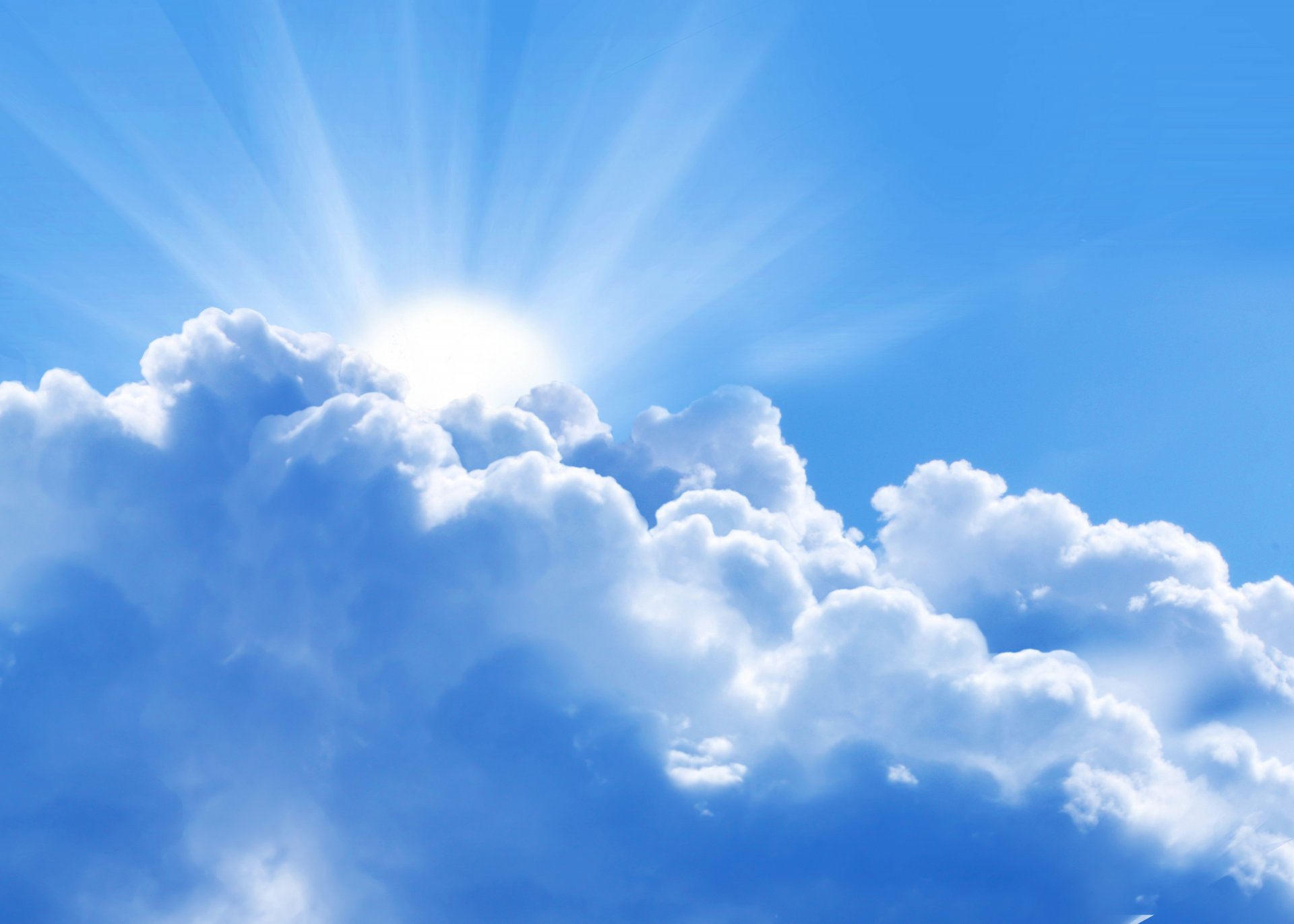 landscape sky blue clouds sun light ray