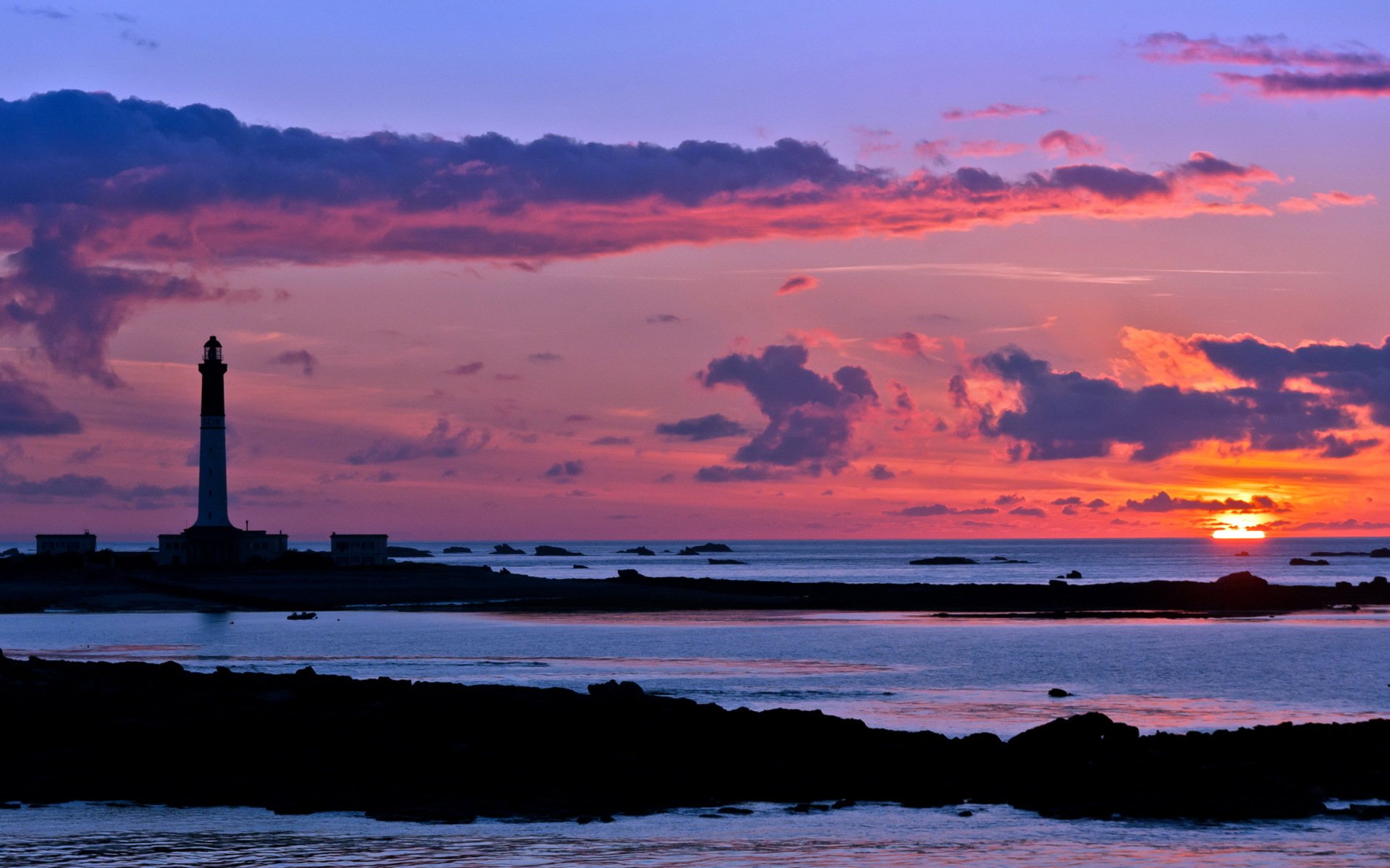 nacht meer leuchtturm landschaft