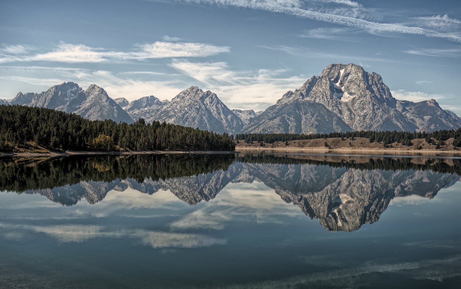 rücklauf biegen see grand teton nationalpark wyoming grand teton see berge reflexion wald