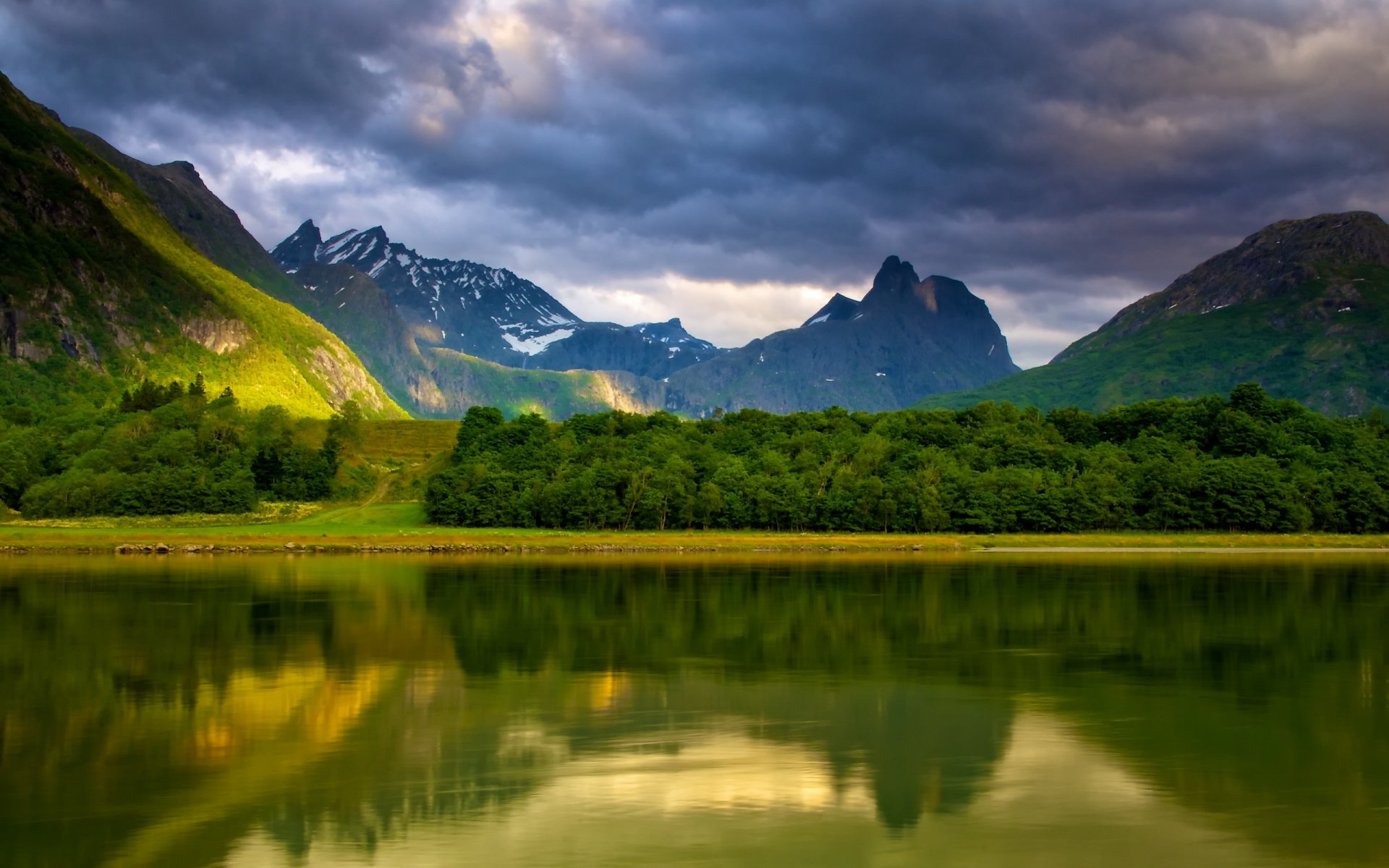 lake mountain sky landscape