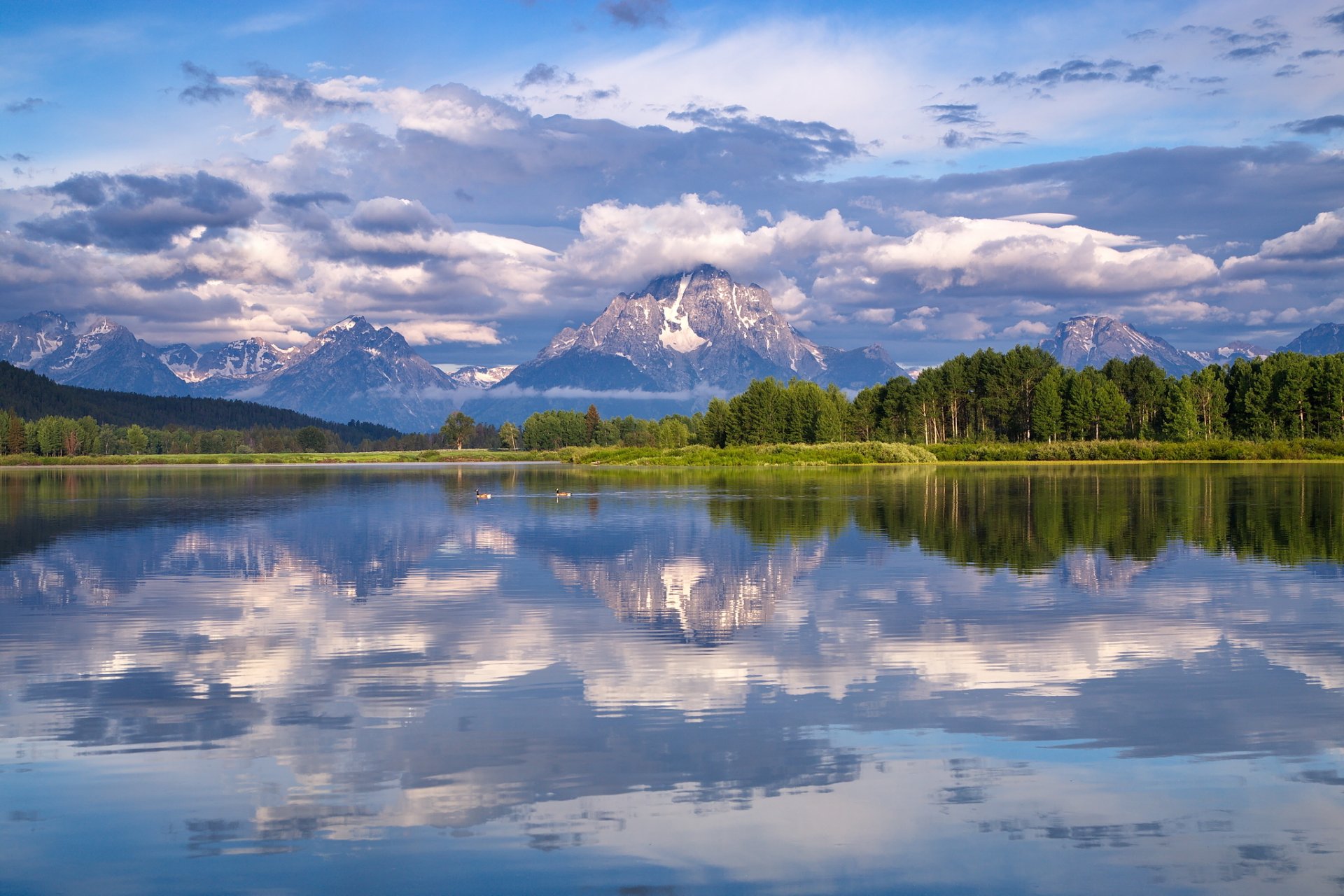 mount moran snake river grand teton nationalpark wyoming snake river grand teton wolken reflexion wald