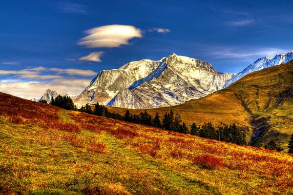 Landscape of nature and mountains in autumn