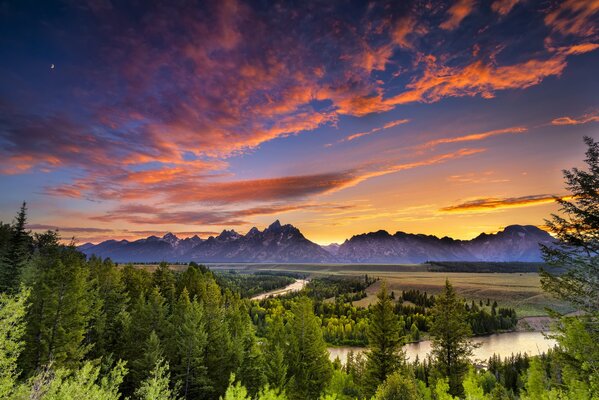 Wälder und Berge des Grand Teton Nationalparks