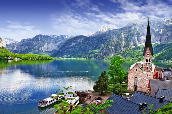 Lake Austria on the background of mountains