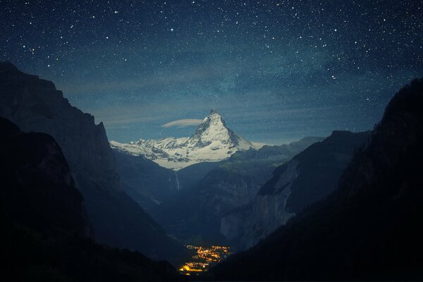 Night Valley in Switzerland