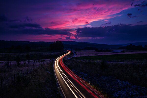 Switzerland crimson sunset like a rainbow