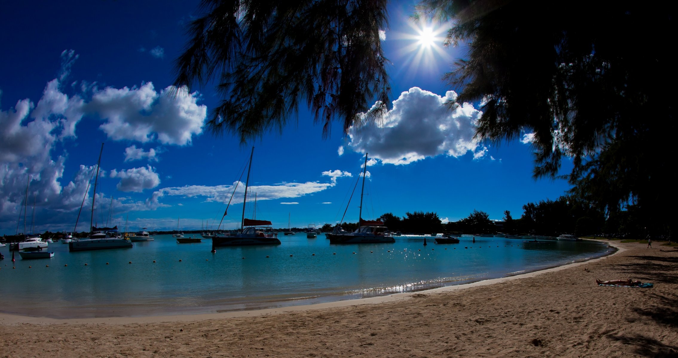 mauricio océano laguna barcos yates barcos playa