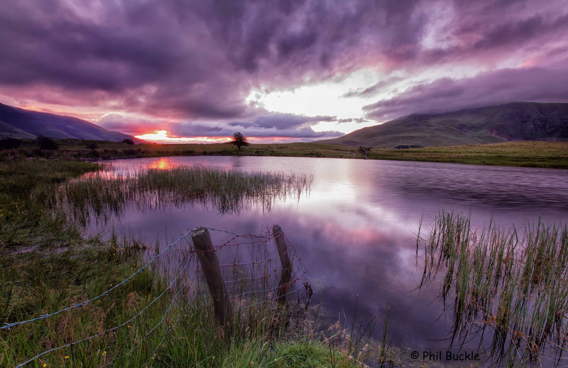 coucher de soleil ciel peinture lac herbe