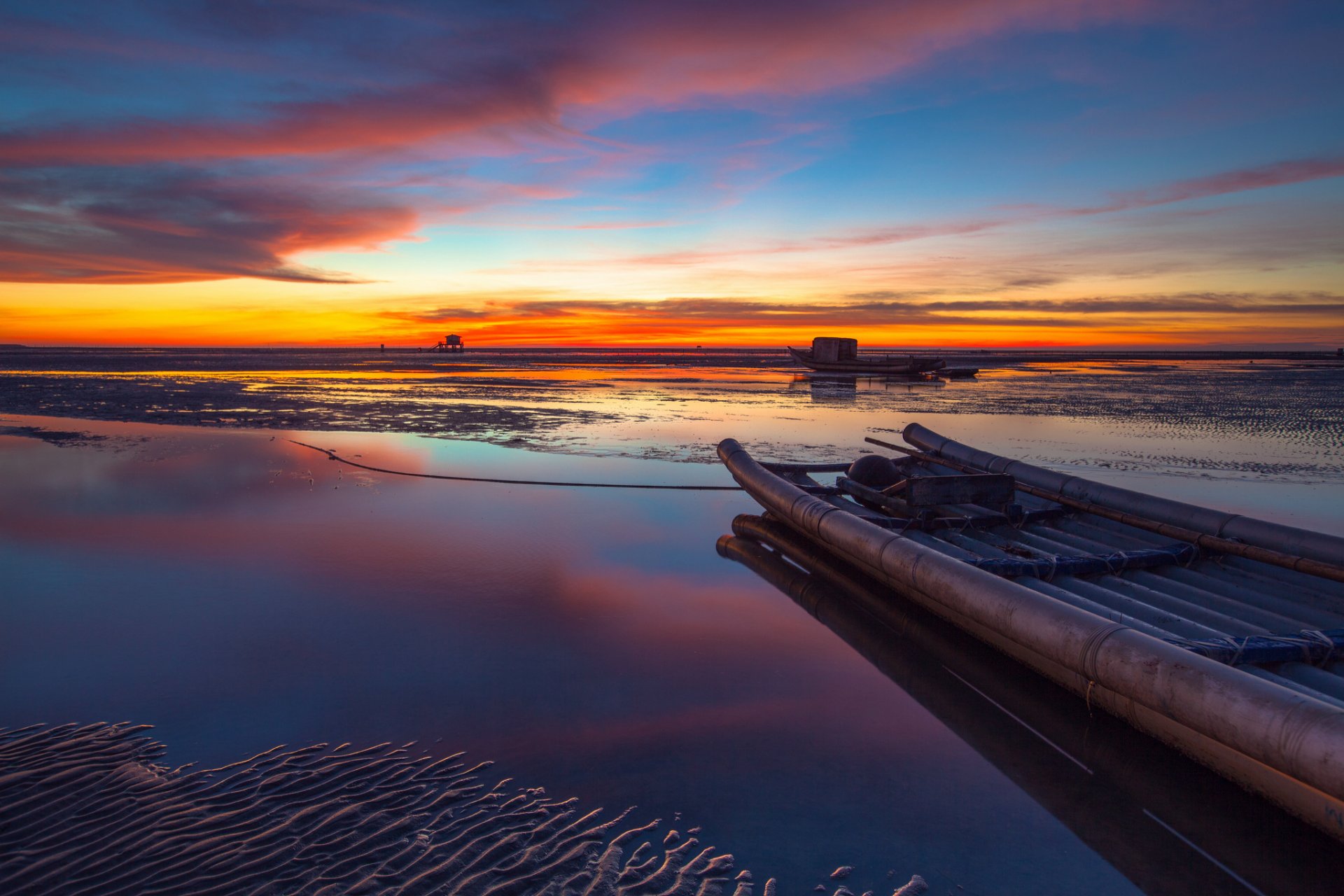 china prc taiwán estrecho costa arena barco tarde puesta del sol cielo nubes