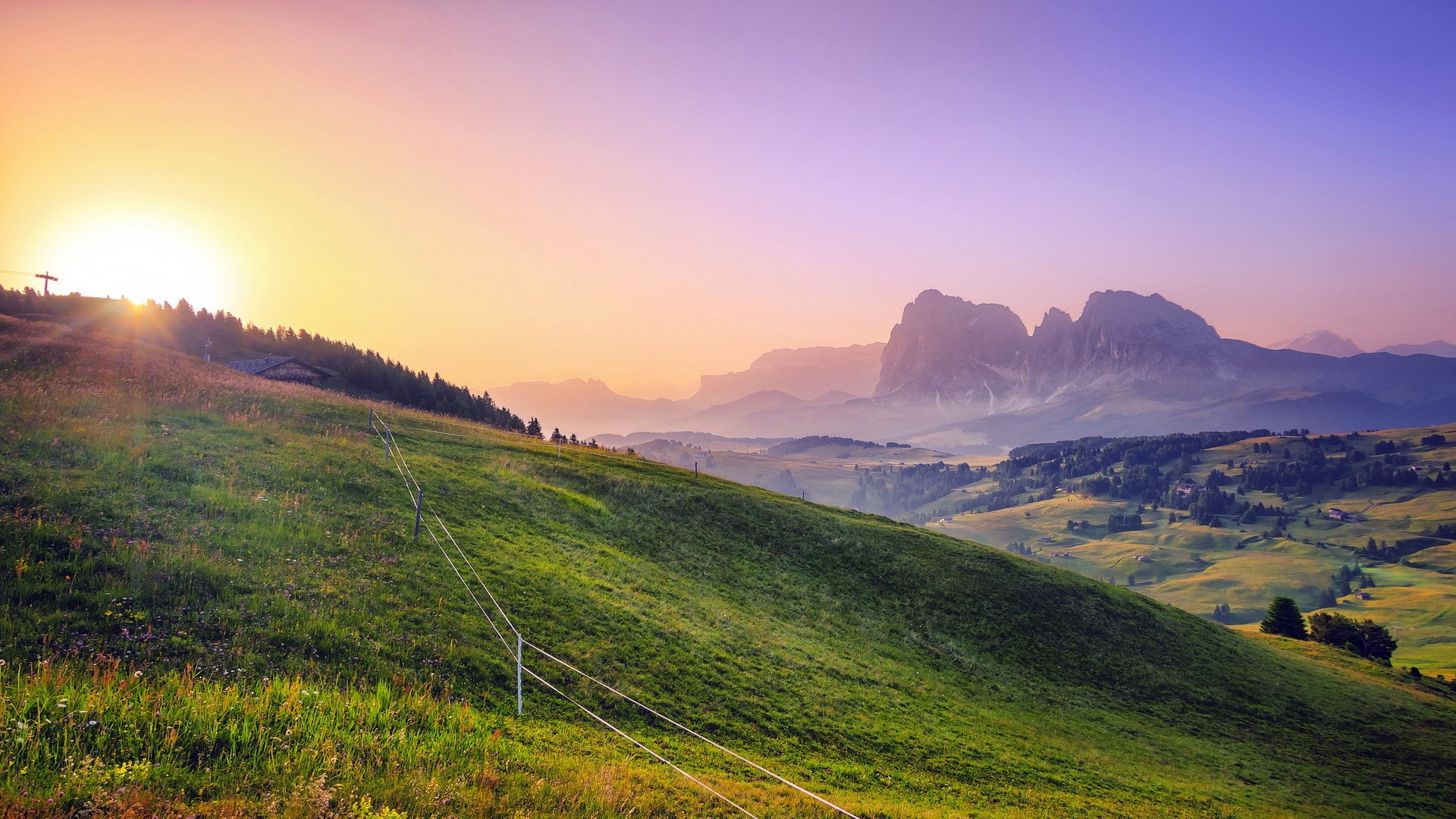 puesta de sol campo verano cerca paisaje