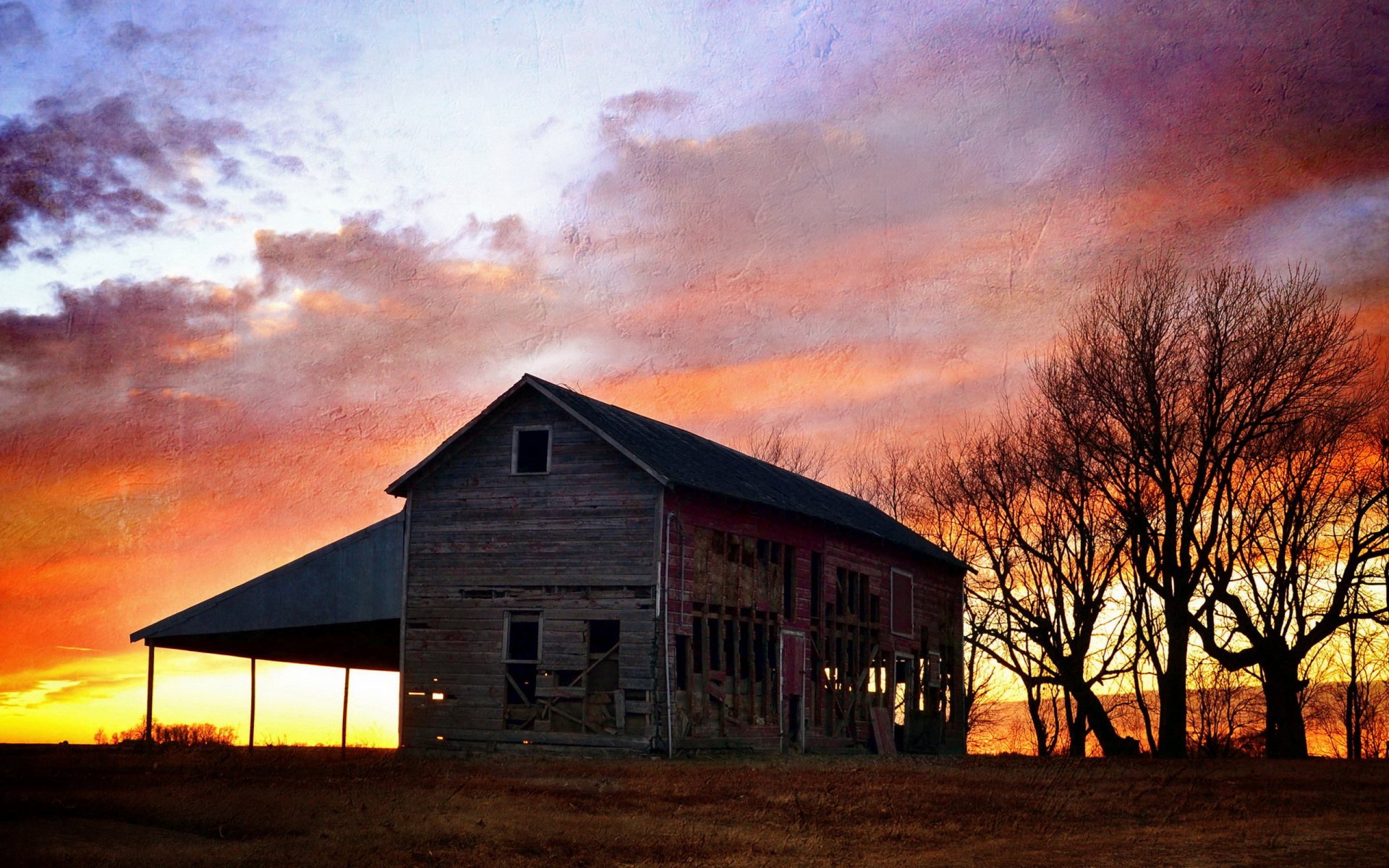 house sunset background style