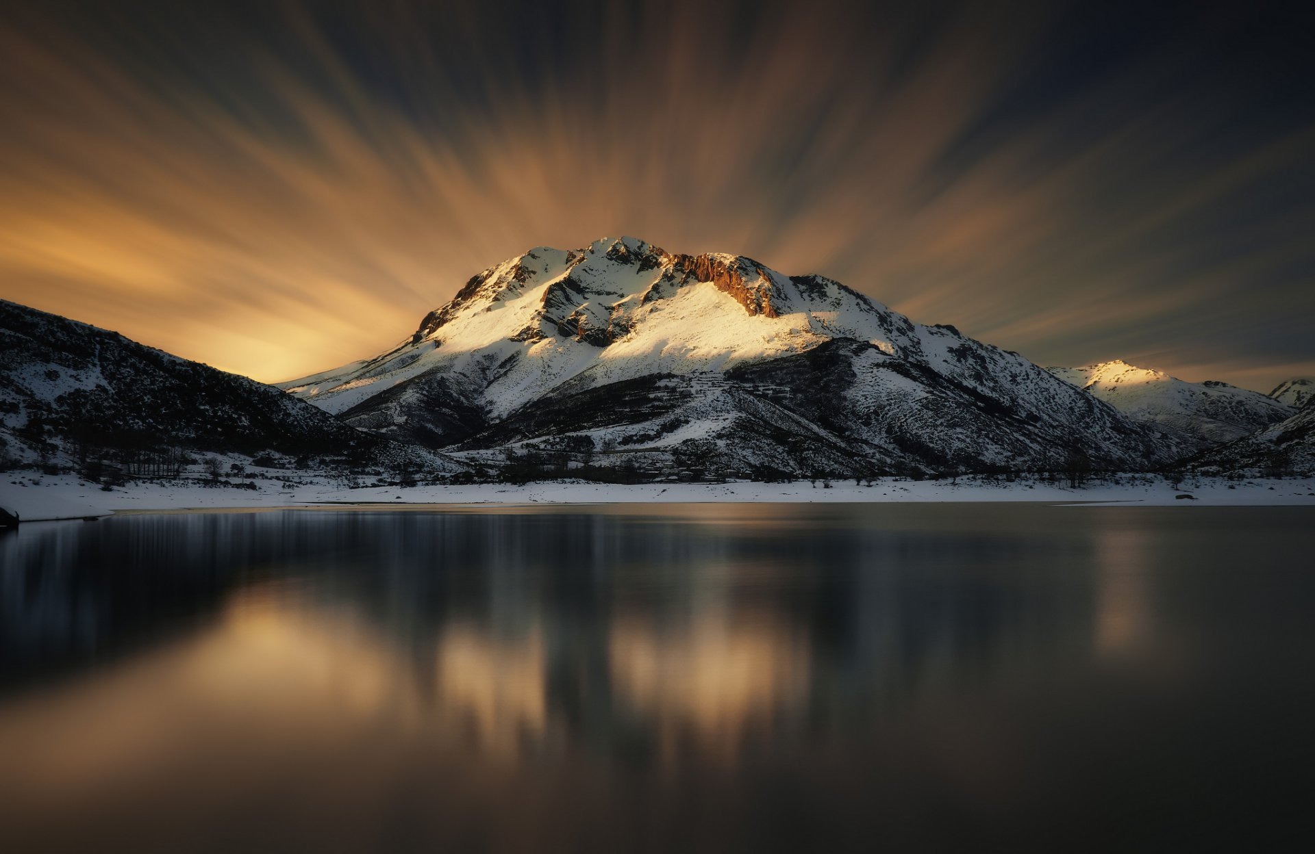 winter schnee berge himmel see reflexion