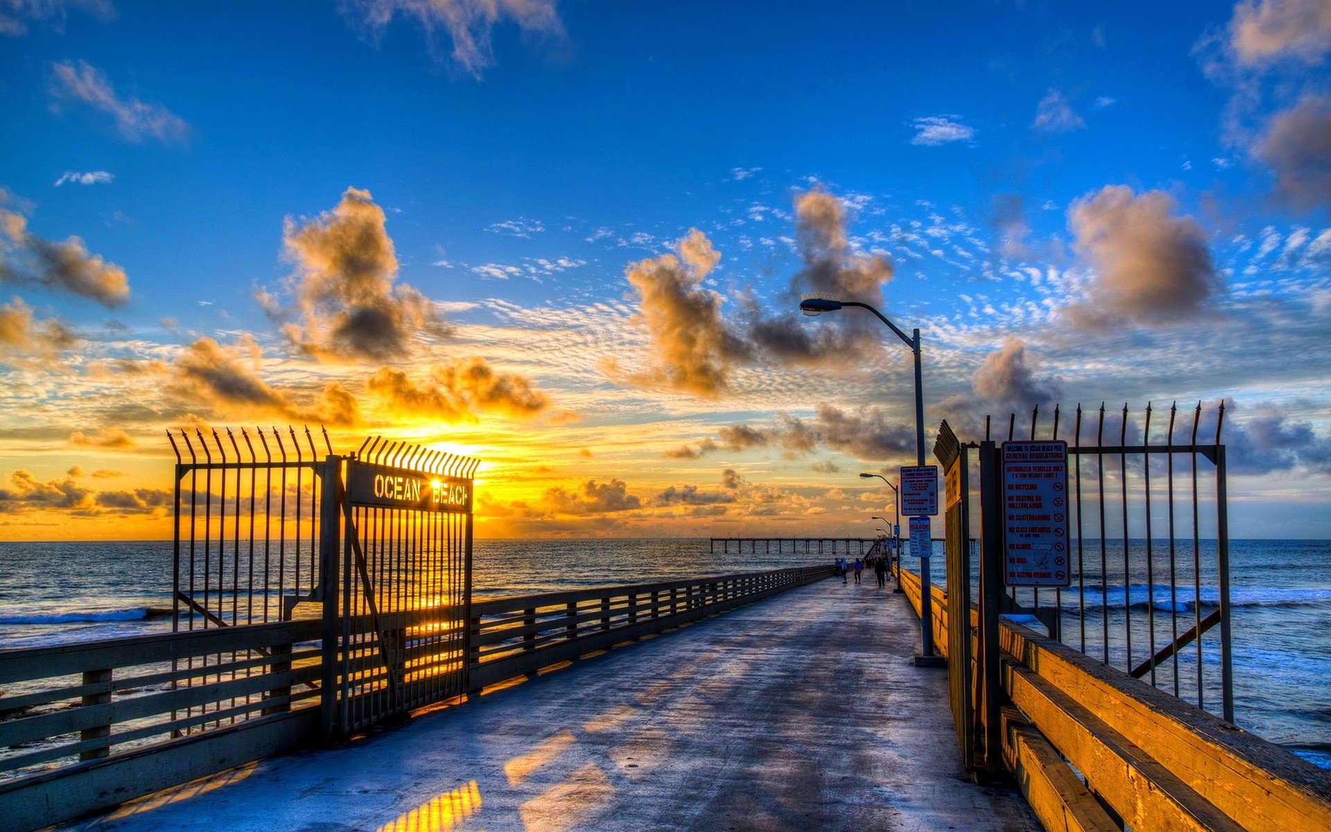 mar océano muelle muelle distancia horizonte cielo nubes amanecer puesta del sol