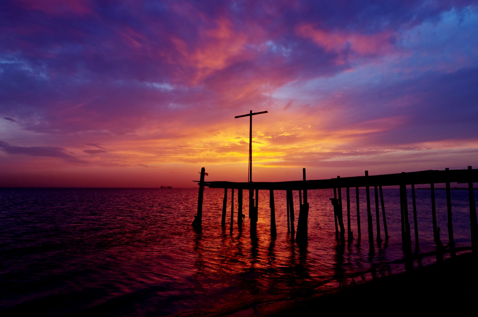 bahréin golfo pérsico muelle costa tarde puesta del sol