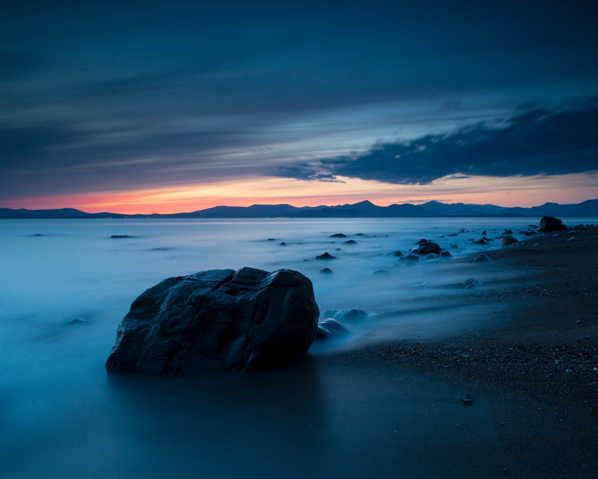 meer abend sonnenuntergang strand steine