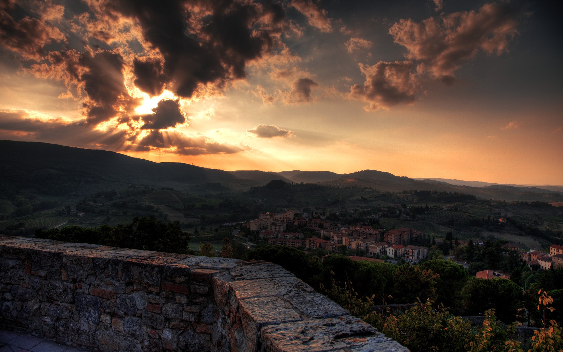 italie toscane coucher de soleil