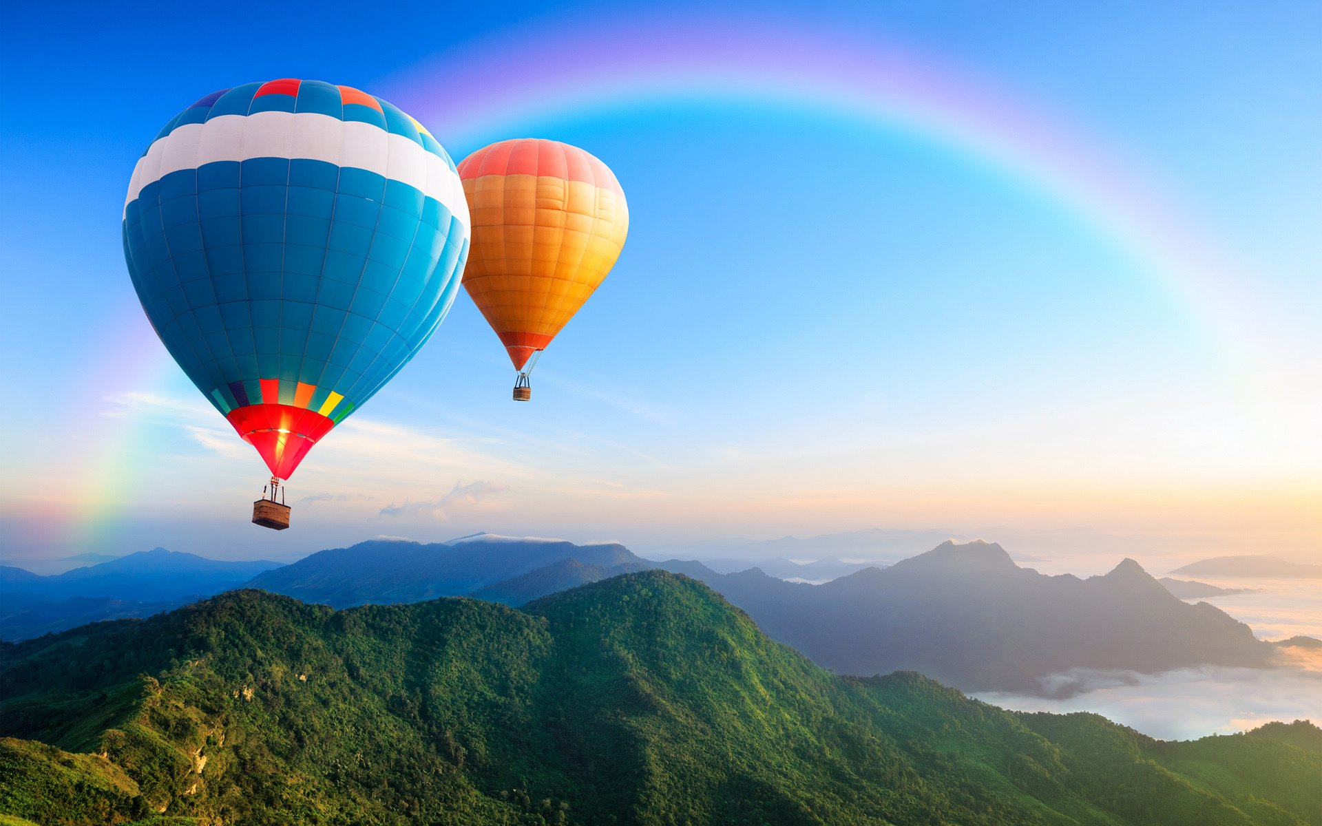 vista altura globos colinas arco iris