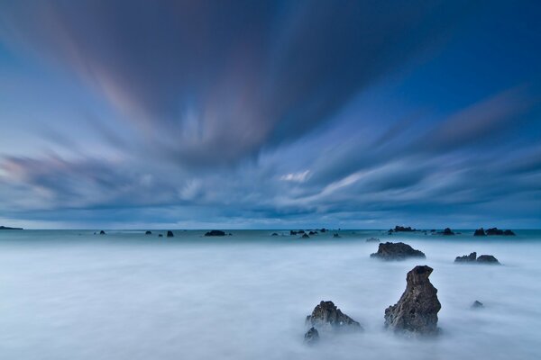 Brouillard ciel roches paysage nature