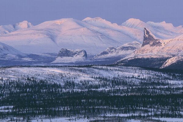 Snow-capped mountains of Sweden