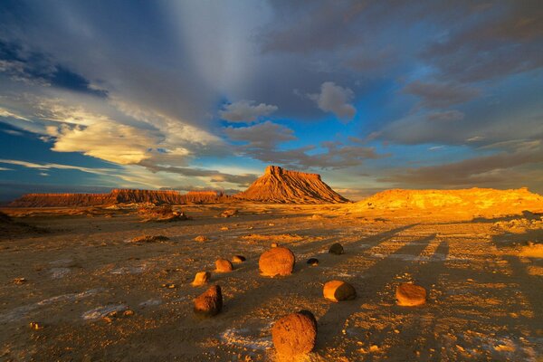 Desierto, cielo azul paisaje