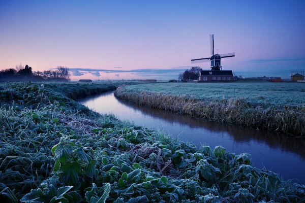 Paysage d hiver avec un moulin aux pays-bas