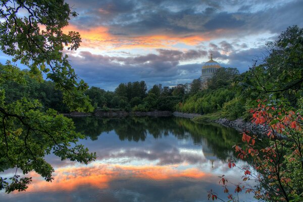 Summer in Russia, beautiful clouds and kupala