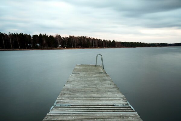 Landscape of the bridge on the lake