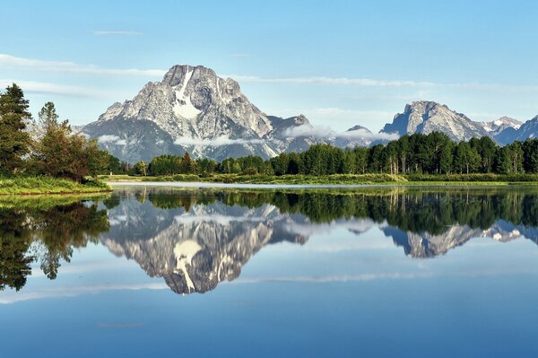 Reflection in the calm surface of the lake