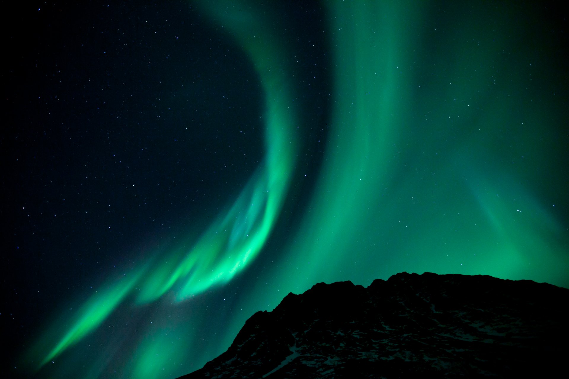 mountain polar lights night