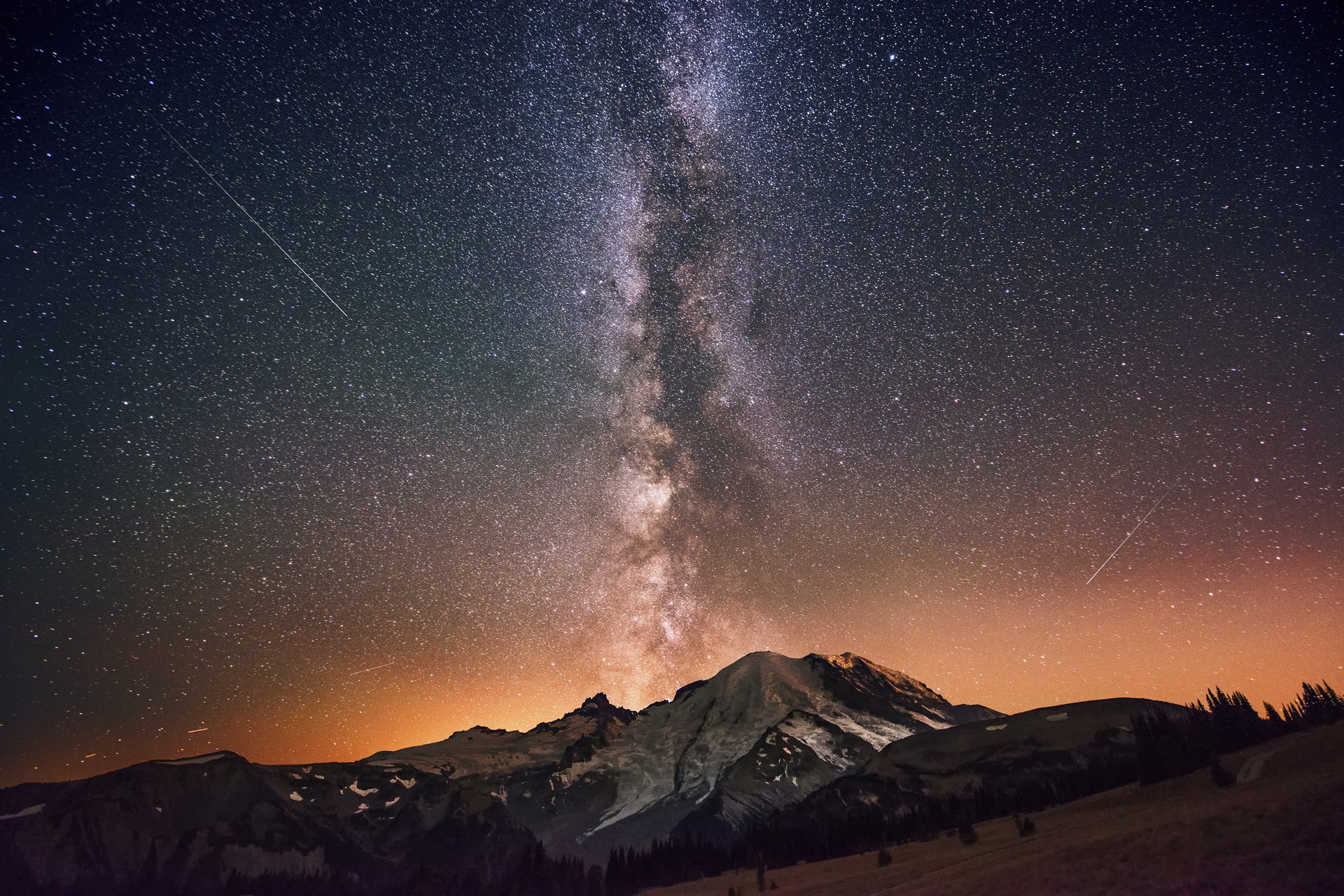 montagne cielo notte stelle via lattea